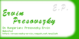 ervin presovszky business card